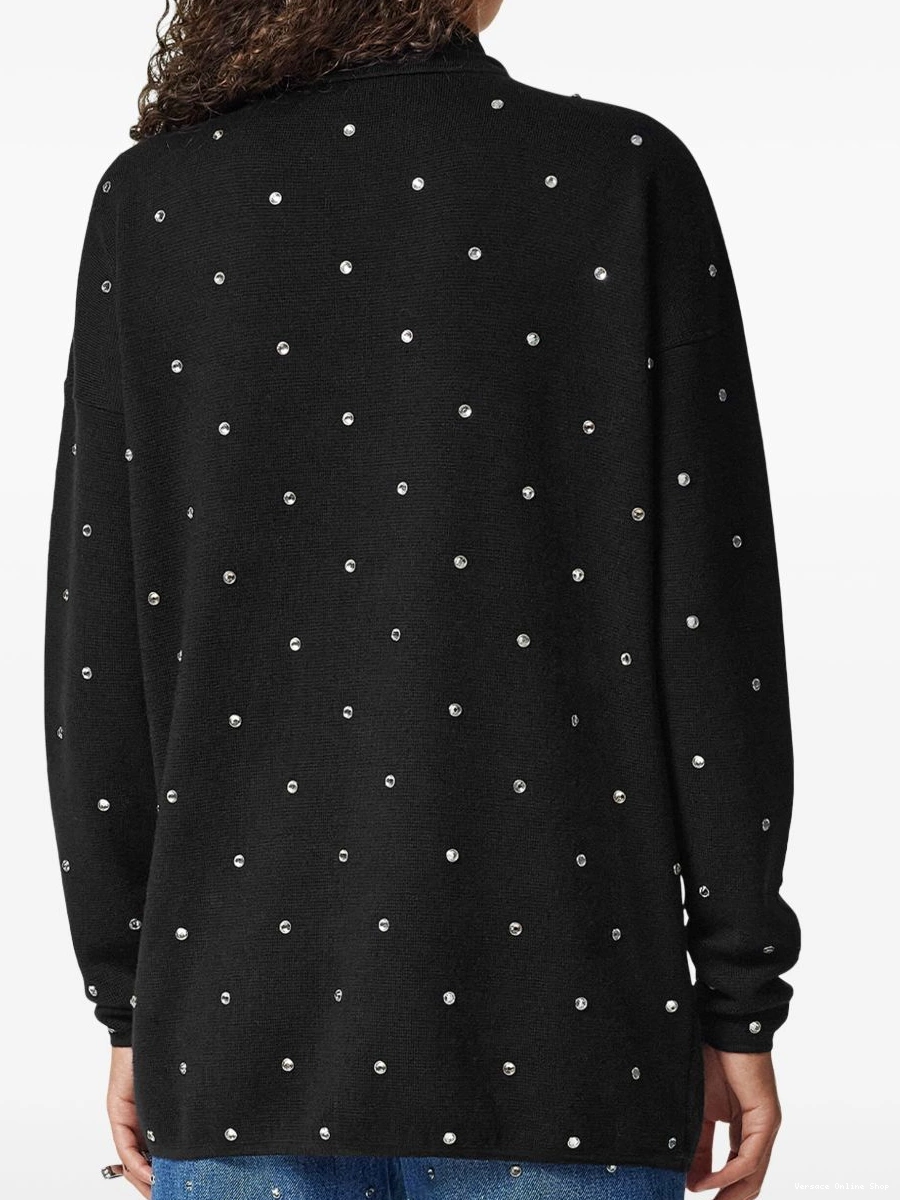 Affordable Versace Women stud-embellished polo shirt 0714